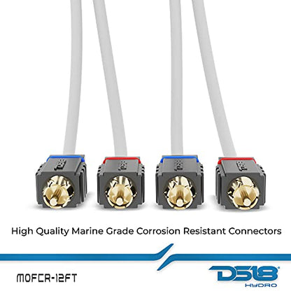 DS18 MOFCR-12FT 2 Channels OFC Marine RCA Audio Stereo Cable - 12 Feet - style: 12 Ft