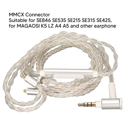 Headphone Extension Cable, MMCX to 3.5mm Sound Replacement Cord for SE846 SE535 SE215 SE315 SE425, MAGAOSI K5 LZ A5 Headphone Upgrade Cable with Mic
