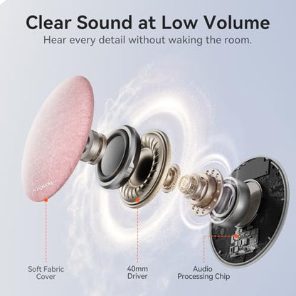 Kinglucky Mini Bluetooth Pillow Speaker, Pink | Built-in Pink Noise White Noise Sound Machine, Under Pillow Design, Headphone-Free, Rechargeable For Side Sleeper - color: Pink