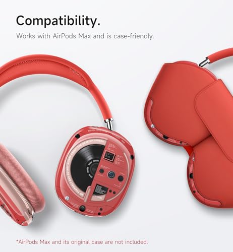 SURITCH for AirPods Max Case, TPU Anti-Scratch Ear Cups Cover, Rugged Shockproof Accessories Protective Cover for Apple AirPods Max - Red - color: Red
