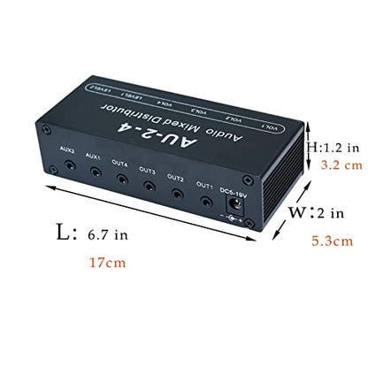 1/8" aux Input Mixing 2 in 4 Channel Way Out Headset Box Headphone Amplifier 3.5mm Mixer 1/8 inch Stereo Audio Amp with Ultra-Compact Portable mini Jack 3.5 Splitter hup for Studio and Stage