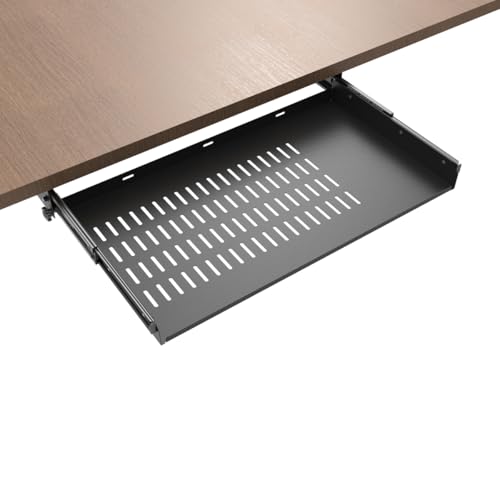 21 inch Sliding Under Desk Laptop Mount Tray with Air Vents - size: 21 Inch