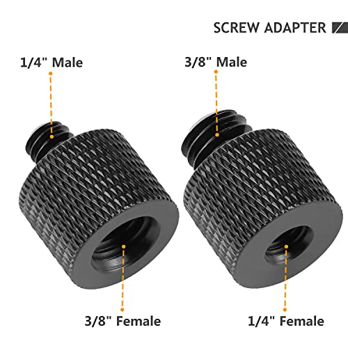 1/4 to 3/8 & 3/8 to 1/4 Camera Tripod Adapter - Male to Female Screw for Camera, Mount, Monitor - color: Black