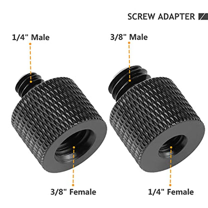 1/4 to 3/8 & 3/8 to 1/4 Camera Tripod Adapter - Male to Female Screw for Camera, Mount, Monitor - color: Black