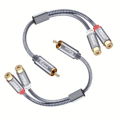 RCA Y Splitter Cable 2Pack,1 Male to 2 Female Audio Cord - 6FT | Gold-Plated Connector & Alloy Shell RCA Splitters ,RCA Y Adapter Audio Cord Speakers,CD/DVD Players,Subwoofers - size: 1.8m/6ft
