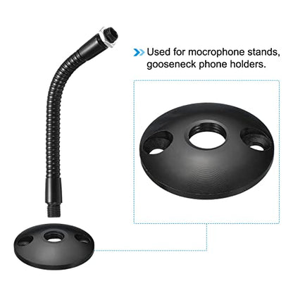 PATIKIL M10 Gooseneck Flange Mount, Female Thread Nut Screw Round Base Table Mounting for Gooseneck Hose Adapter, Aluminum Black - color: Black, size: M10