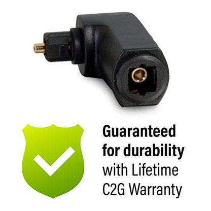 C2G Optical Audio Cable Adapter, 90 Degree, Black, Universal Compatibility, Gold-Plated Connectors, 1 Count, 40016