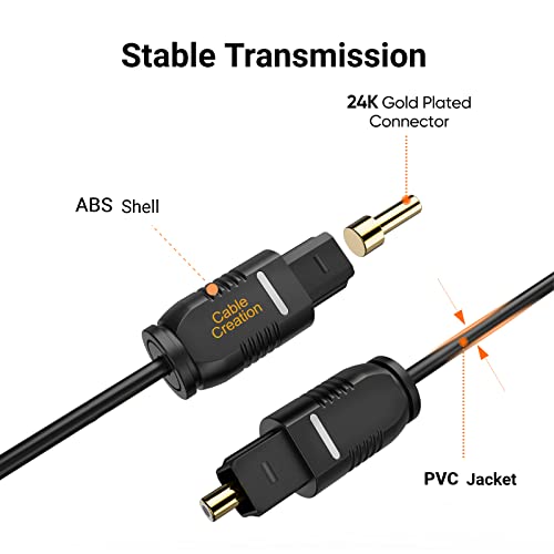 CableCreation Optical Digital Audio Cable 3.3FT, Thin Fiber Optic Toslink Gold Plated S/PDIF Cord for Home Theater, Sound Bar, TV, PS4, VD/CD Player, Game Console& More, Black | Gold Plated S/PDIF Cord, for Home Theater, Sound Bar, TV, PS4, Xbox, DVD/CD P