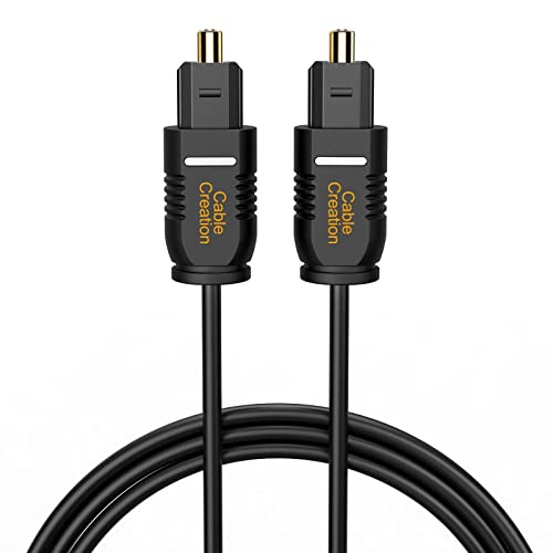 CableCreation Toslink Digital Optical Audio Fiber Optic Cable, 15FT, Thin | Gold Plated S/PDIF Cord, for Home Theater, Sound Bar, TV, PS4, Xbox, DVD/CD Player, Game Console and More, Black - size: 15 Feet