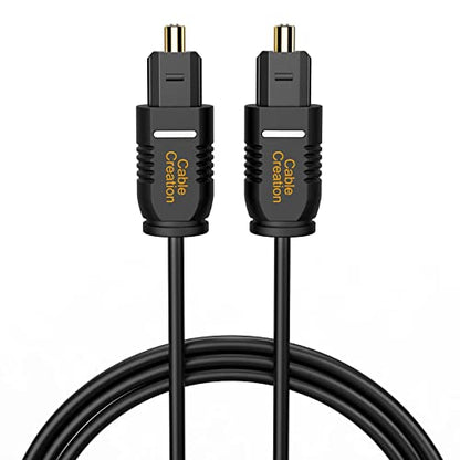 CableCreation Toslink Digital Optical Audio Fiber Optic Cable, 15FT, Thin | Gold Plated S/PDIF Cord, for Home Theater, Sound Bar, TV, PS4, Xbox, DVD/CD Player, Game Console and More, Black - size: 15 Feet