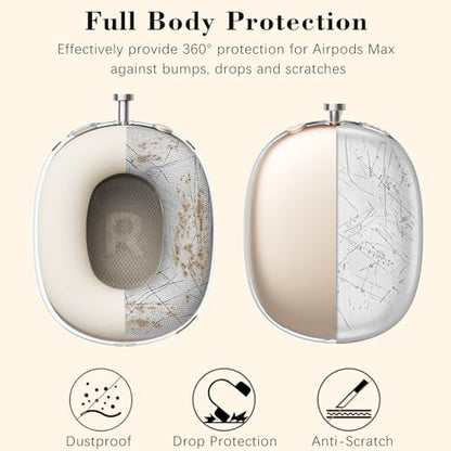 Bear Bowknot Clear Case for Apple AirPods Max, Anti-Scratch Ear Pad Covers/Ear Cups Cover/Headband Cover, Headphone Protective Accessories for AirPods Max(2020 Lightning/2024 USB-C) - color: Bear Bowknot/Beige
