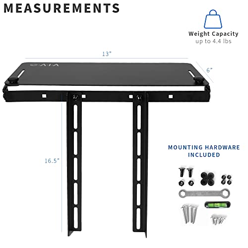 VIVO 13 inch Over Under VESA Monitor Shelf Mount, Holds Media Devices, Speakers, Routers, and More, Fits VESA 75mm, 100mm, 200mm, Black, MOUNT-SF01M