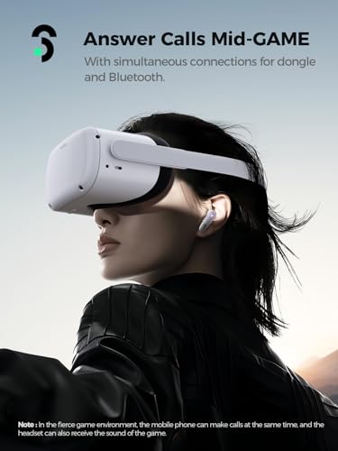 SOOMFON VR Wireless Gaming Earbuds 16ms Low Latency, Dual Connection, 2.4GHz Wireless, USB-C Dongle Included - Compatible with Quest 2, Quest Pro, PS5, PS4, Steam Deck, PC, Switch
