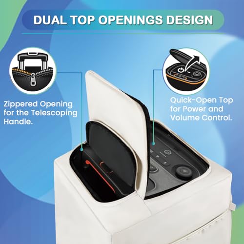 Speaker Case for JBL PartyBox 310/320, Protective Storage Bag, White | Speaker Cover with Bottomless Design, Accessory Pockets, Padded Lining, Dust & Scratch Resistant for Outdoor Travel, Bag Only