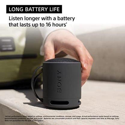 Sony SRS-XB100 Wireless Bluetooth Portable Lightweight Speaker, Black | 16 Hr Battery, Super-Compact Travel Speaker, IP67 Waterproof & Dustproof Shower Speaker, Versatile Strap, Hands-free Calling - color: Black