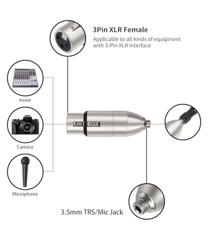 2Pack 1/8 TRS Female to 3Pin XLR Female Aduio Adapter,Balanced XLR to 3.5mm Converter for Mixer, Microphone, Power Amplifier - color: 1/8 F to XLR F