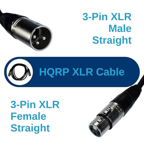 HQRP 25ft 3-pin XLR Male to XLR Female Microphone Cable, Compatible with RODE NT1000, NT2-A; Compatible with Shure PG48-XLR, PG57-XLR, PG58-XLR, PG81-XLR Microphones