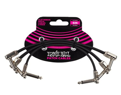 Ernie Ball Flat Ribbon Patch Cable 3-Pack, 6in, Black (P06221) - color: Black, size: 6 Inch, style: 3-Pack