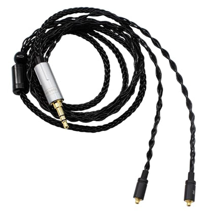Youkamoo MMCX IEM Replacement Cable, 3.5mm Detachable Silver-Plated Copper Earphone Cord Compatible with Shure SE215, SE425, SE535, SE846, 4ft/1.2m Black - color: Black