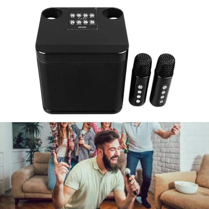 Asixxsix Karaoke Machine, Portable Bluetooth Speaker with 2 Wire Less Microphones, Portable Bluetooth Karaoke Speaker with 2 Wire Less handheled Microphones for Home Party