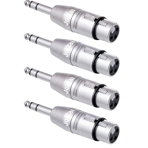 1/4 to XLR Adapter for Microphone, Mixer, 4 Pack, Silver, 1/4 TRS Male to XLR Female Adapter, 3-PIN Adapter Connector, Compatible with Microphone,Mixer, Zinc Alloy with Nickel Plating - size: 4PX1 (Male to Female), style: 1/4" TRS to XLR Adapter