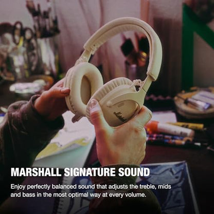 Marshall Monitor III A.N.C. Wireless Over-Ear Bluetooth Headphones - Active Noise Cancellation | 100+ Hr Playtime | Microphone for Calls | Lightweight, Foldable Design for Travel - Cream - color: Cream
