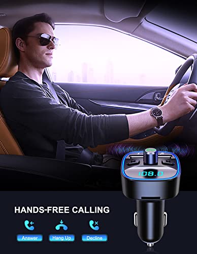 COMSOON FM Transmitter Bluetooth Car Adapter MP3 Player | Upgraded, Hands-Free Calling, Dual USB Ports (5V/2.4A & 1A), LED Screen, Support SD/TF Card Flash Drive