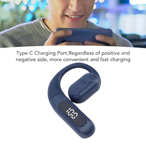 Yoidesu Single Ear Bluetooth Headset for Phone Calls with Display, Ear Piece Bluetooth Phone with 180 Rotatable Hook and Replaceable Battery for Daily Use (Blue) - color: Blue