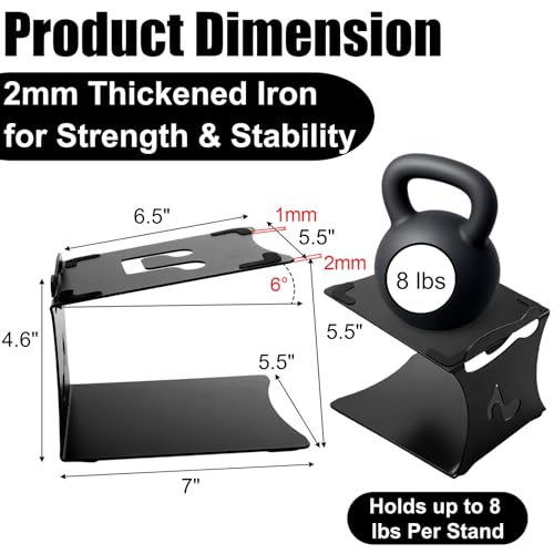 2 Pack Desktop Speaker Stands with Vibration Absorption Pads, Metal Bookshelf Speaker Riser Pair Support Up to 8 lbs Each, Desk Audio Stand, Studio Monitor Stand for Computer Speakers, Black