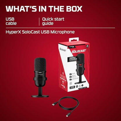 HyperX SoloCast – USB Condenser Gaming Microphone, for PC, PS4, PS5 and Mac, Tap-to-Mute Sensor, Cardioid Polar Pattern, great for Streaming, Podcasts, Twitch, YouTube, Discord,Black - size: SoloCast