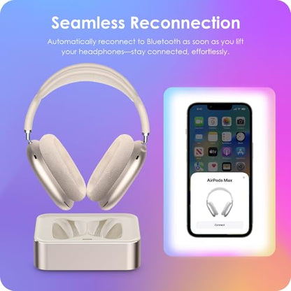 Headphone Charging Station for AirPods Max 1 & 2 - Magnetic Charger Dock with Lightning & USB-C Connectors, LED Indicator, Easy Drop-in Charging (Starlight) - color: Starlight