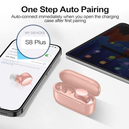kurdene Wireless Earbuds Bluetooth 5.4 in Ear Buds Light Weight Headphones,Deep Bass Sound,Built in Mics Headset,Clear Calls Earphones for Sports Workout Pink - color: Pink