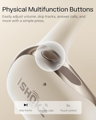 SHOKZ OpenFit 2 Open-Ear Headphones, True Wireless Bluetooth Earphones with Microphone, Beige(Renewed) - color: Beige