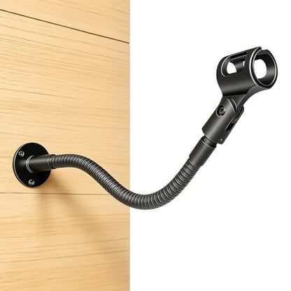 KF25 19-Inch Heavy-Duty Gooseneck Mic Stand with Flange Mount for Podium | Microphone holder for wider lecterns and studio desks, up to 2.8 lb, with mic clip, adapter, and 10 cable ties - size: 19-INCHS