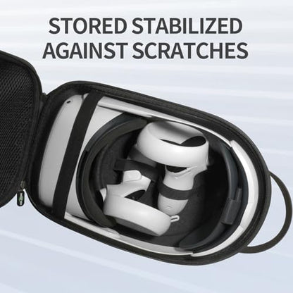 sarlar Carrying Case for Meta Quest 3S/Quest 3/Quest 2 VR Headset, Controller, Original Head Strap, Carbon Fiber Hard Shell Pouch with Lightweight Portable Protection for Travel Storage