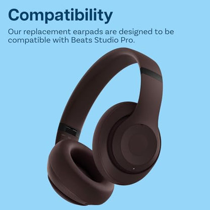 Ear Pads Replacement for Beats Studio Pro Wireless Noise Cancelling Headphones by MMOBIEL – Memory Foam and Protein PU Ear Pad Cushions – Noise Isolation Earpads Replacement – Brown - color: Brown