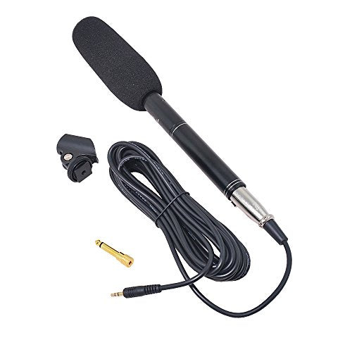 Ruittos Condenser Interview Microphone Photography Shotgun Mic for Video Camcorders DSLR DV Camcorder 11 inches/27cm Camera Microphone with Metal Holder, Anti-Wind Foam Cap XLR Cable