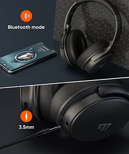 INFURTURE Over Ear Headphones Active Noise Cancelling Headphones, H1 Wireless Bluetooth Headset, Deep Bass Headset, Low Latency, 90H Playtime, Foldable Headphone for Sport Running Cool Gadgets Gift - color: Black