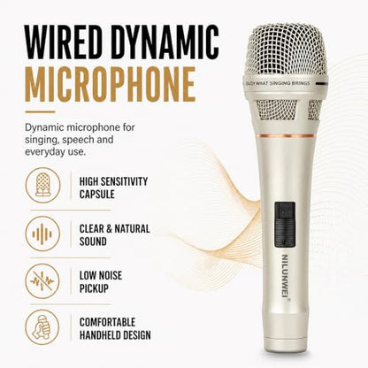 YS-36D Dynamic Microphone - Premium Vocal Microphone, cardioid directional wired microphone, with 14 foot XLR to 1/4 inch audio cable, desktop tripod, extension rod, microphone storage bag (champagne) - color: Champagne