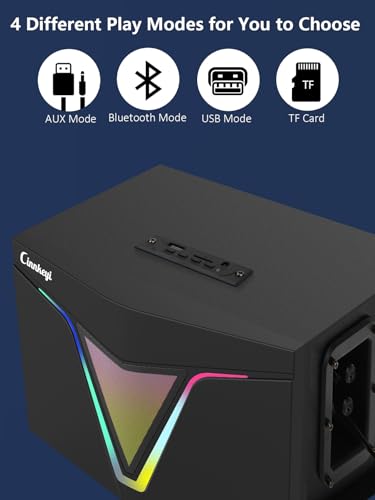 2.1 USB-Powered Computer Speaker with Subwoofer,PC Speakers with subwoofer-Dual 4.7'' mid-Treble Full-Range Satellites for PC,Speaker with Dynamic RGB,Up to 16W, 3.5mm Inputs