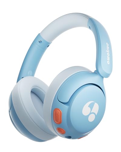 awatrue Kids Bluetooth Headphones, 85dB Volume Limiter, Blue HK02 | Foldable Wireless, Bluetooth 5.4, 75H Playtime, Built-in Mic, for iPad & Travel - color: Blue
