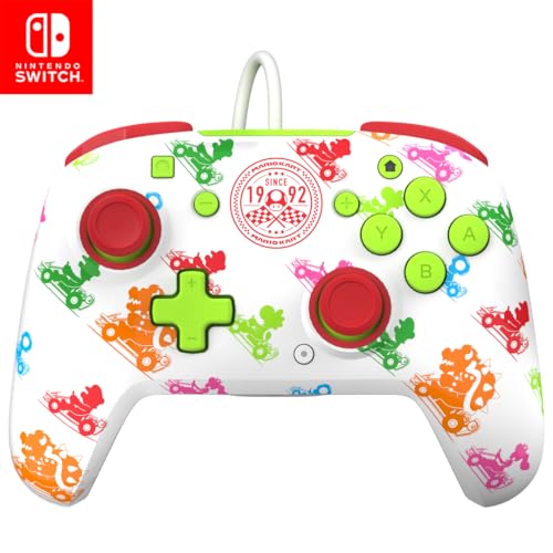 PDP REMATCH Enhanced Wired Controller, Officially Licensed for Nintendo Switch, Switch Lite & Switch - OLED Model, Nintendo Switch 2, Compatible Gamepad, Customizable Programmable Buttons, Super Mario Kart Racers (Multicolor) - color: Mario Kart Racers