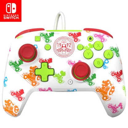 PDP REMATCH Enhanced Wired Controller, Officially Licensed for Nintendo Switch, Switch Lite & Switch - OLED Model, Nintendo Switch 2, Compatible Gamepad, Customizable Programmable Buttons, Super Mario Kart Racers (Multicolor) - color: Mario Kart Racers