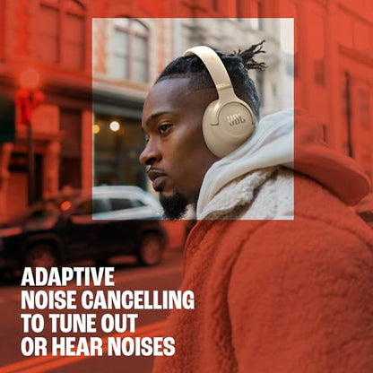 JBL Tune 780NC - Wireless Over-Ear Adaptive Noise Cancelling Headphones with Powerful Hi-Res JBL Pure Bass Sound and Spatial Sound, with Up to 76 Hours of Battery Life, Plus Speed Charge (Beige) - color: Beige