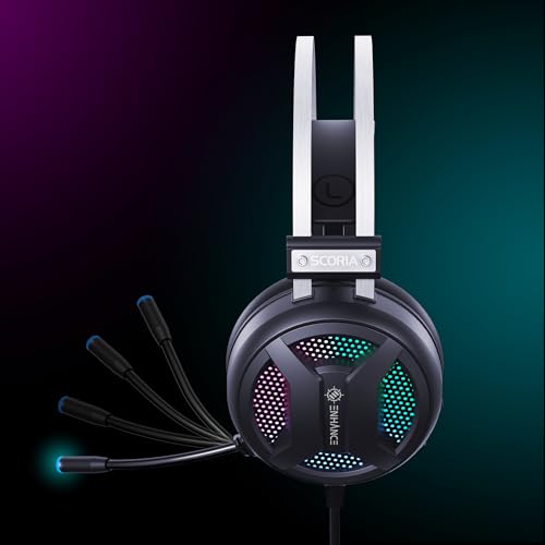ENHANCE Scoria 2 Wired Gaming Headset - Gaming Headphones with 7.1 Surround Sound, Soft Memory Foam Earpads, Fast Access Controls - Headset with Mic Compatible with PlayStation, PC, Laptop