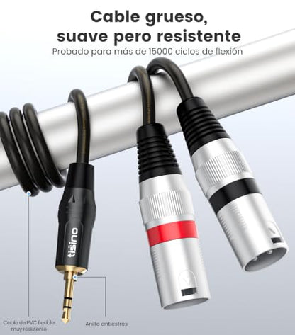 tisino 3.5mm to Dual XLR Stereo Cable 1/8 inch Mini Jack to 2 XLR Male Y Splitter Adapter Cord- 6 FT - size: 6.6 feet