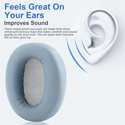 W820NB Ear Pads Replacement Ear Pads Cushions Compatible with Edifier W820NB Headphone Softer Protein Leather Earmuffs Memory Foam Earpads Ear Cups Cover Repair Parts (Blue) - color: Blue
