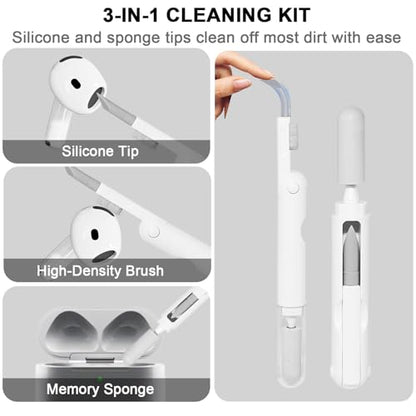 Adhiper Ear Hooks for Airpods 4, 3, 2, 1 & Airpods Pro 2, 1 Gen - White | Memory Wire Ear Hooks [Added Anti-Lost Lanyard & 3-in-1 Cleaning Kit], Anti-Slip Sports Accessories for Airpods Series