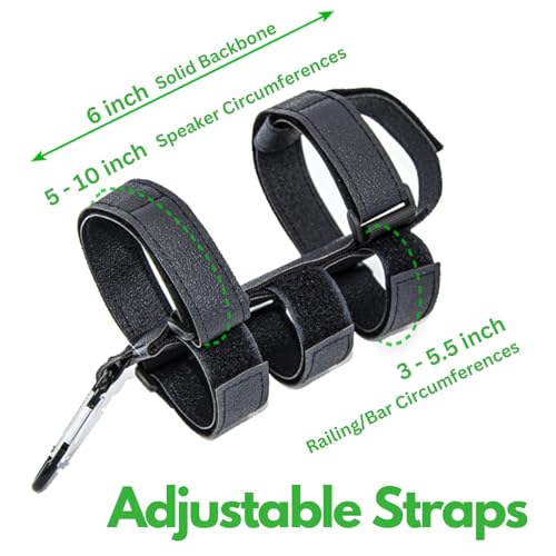 Bike & Golf Cart Speaker Mount – Heavy-Duty Adjustable Waterproof Strap Holder for Portable Bluetooth Speakers (5–10 Inch Diameter), Fits Handlebar & Railings on Bike, Scooter, UTV, ATV, Motorcycle - color: Black Textured Max