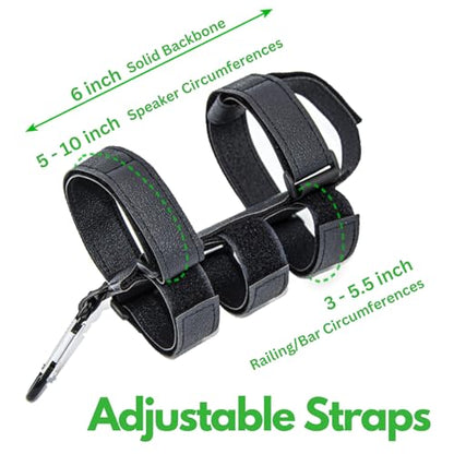 Bike & Golf Cart Speaker Mount – Heavy-Duty Adjustable Waterproof Strap Holder for Portable Bluetooth Speakers (5–10 Inch Diameter), Fits Handlebar & Railings on Bike, Scooter, UTV, ATV, Motorcycle - color: Black Textured Max